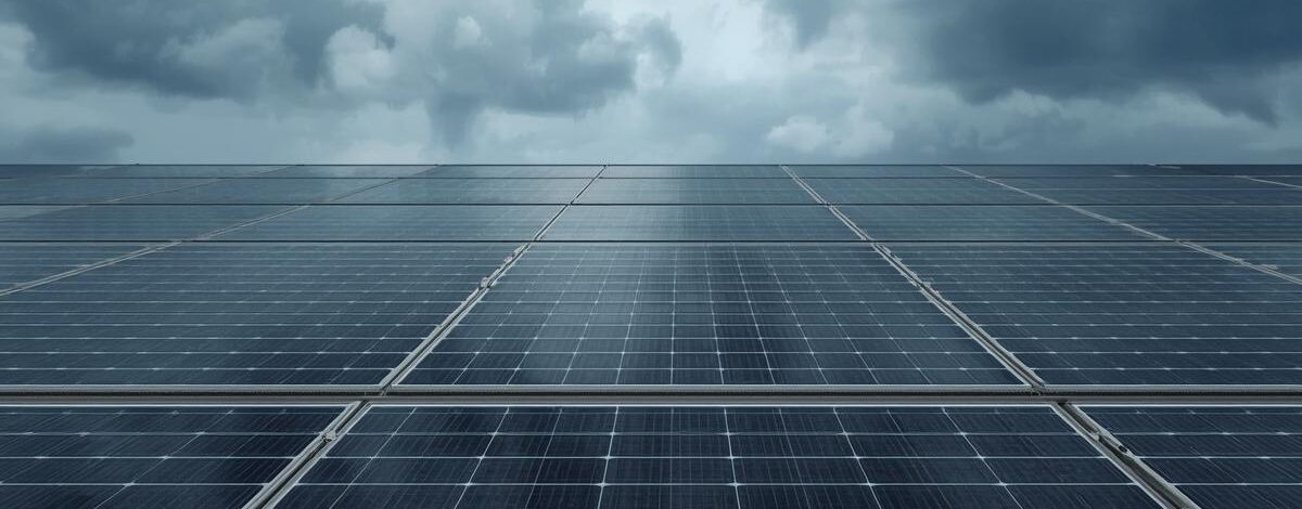 panneau solaire avec un temps nuageux